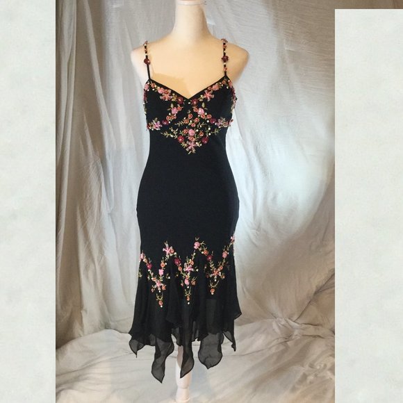 Sue Wong Dresses & Skirts - Sue Wong Black Silk Embroidered Slip Dress Sz 2
